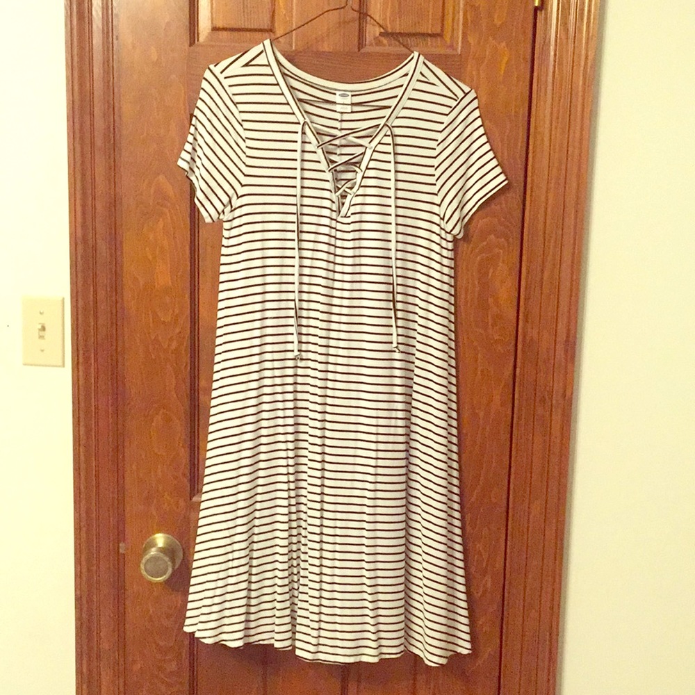 black and white stripped dress